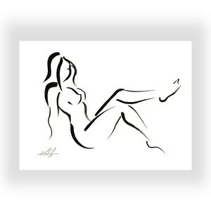 Original Ink Painting - Brushstroke Nude Goddess 12